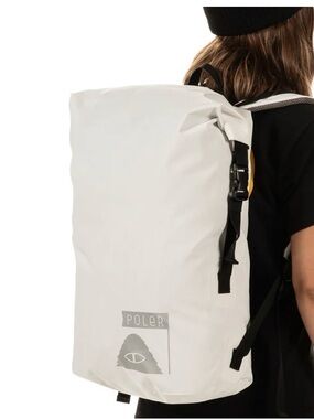 Poler White Down River Roll-Top White Backpack with Black Accents